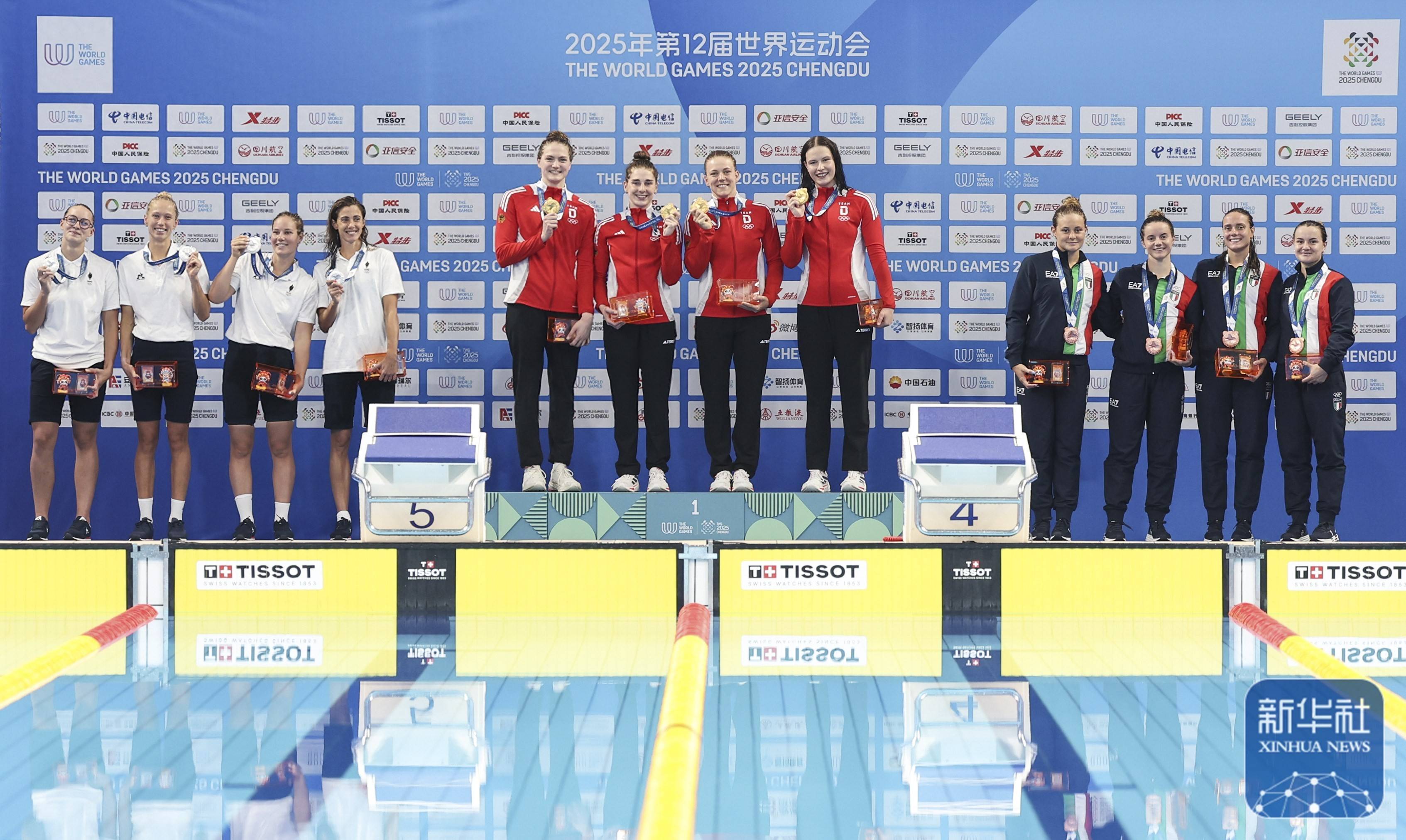 成都世运会丨救生女子4x25米运送假人接力决赛：德国队夺冠
